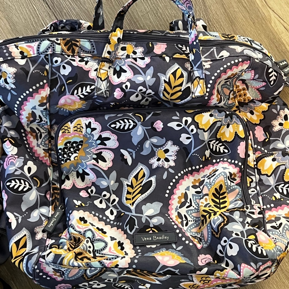 Vera Bradley Black and Yellow Travel Bag with Paisley Design